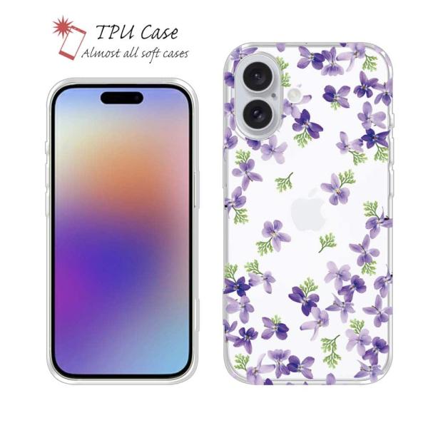 ソフトケース 花柄 スマホケース TPU すみれ かわいい カラフル 花 iPhone15 Pro ...