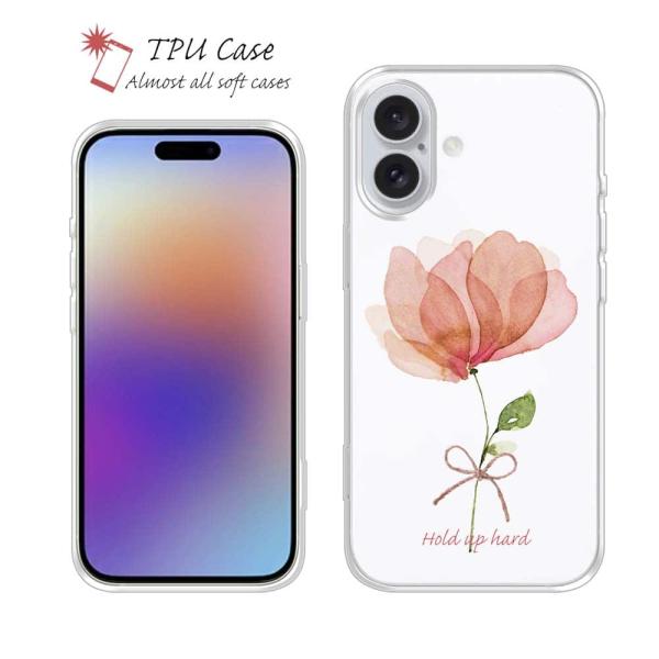 ソフトケース 花柄 スマホケース TPU ピンクの花 困難に打ち勝つ カラフル 花 iPhone15...