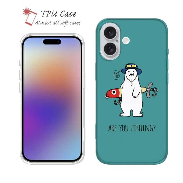 スマホケース ソフトケース 釣りざんまい ルアーとシロクマさん 魚 ルアー iPhone17 Pro...