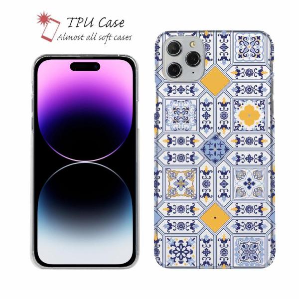 スマホケース ソフトケース TPU トルコタイルデザイン No.1 かわいい iPhone15 Pr...