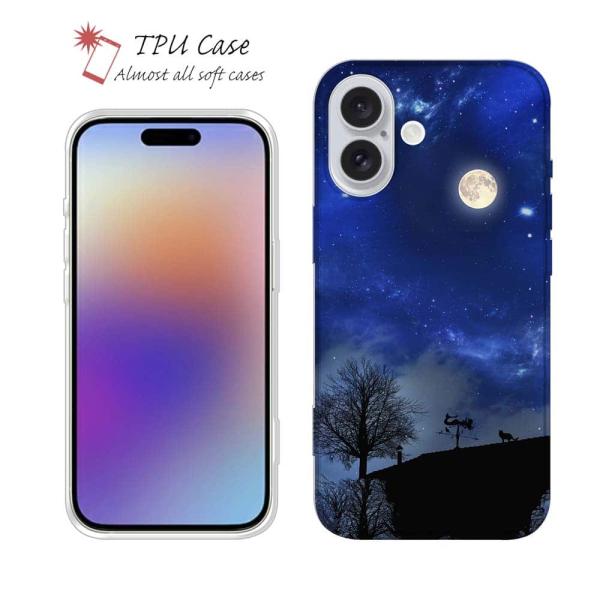 スマホケース ソフトケース TPU 星の下の丘 動物 おしゃれ かわいい ねこ ネコ 猫 iPhon...