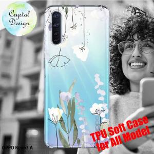 OPPO Reno3 A スマホケース TPU ストラップ 透明 クリアケース オッポ リノ スリー エー デリケートペイント グリーン｜anglers-case