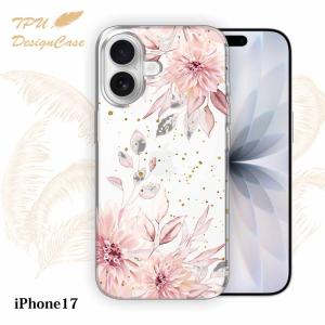 iPhone17 ケース スプリングピンク 花柄 クリア 透明 ソフト TPU