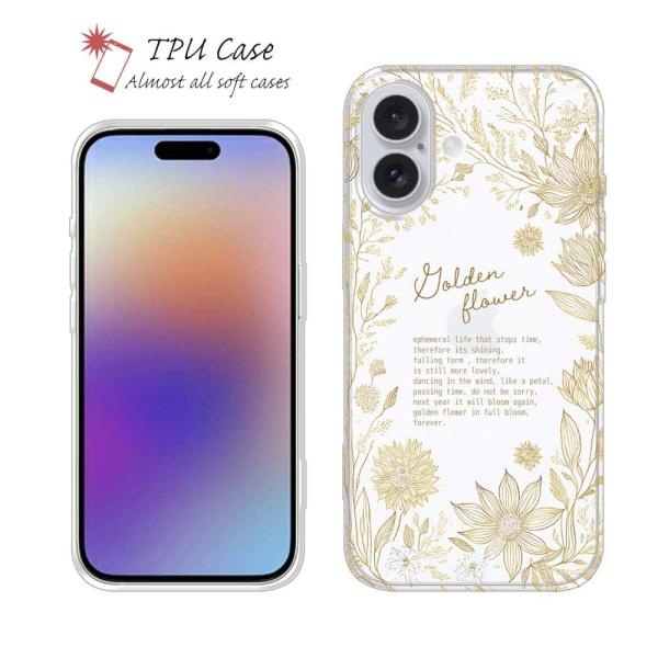 ソフトケース 花柄 スマホケース TPU ゴールデンFlower Design カラフル 花 iPh...