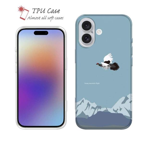 スマホケース ソフトケース FISH MAN 山シリーズ 雷鳥／冬のオス　雪山飛翔 iPhone17...
