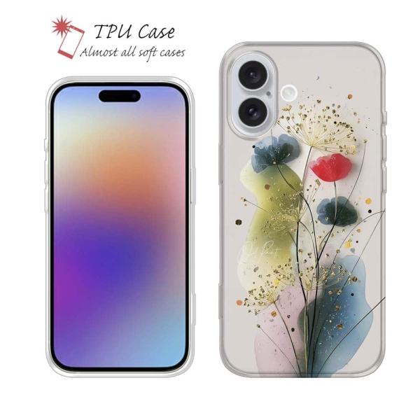 ソフトケース 花柄 スマホケース TPU オイルペイント 金糸のスピカ カラフル 花 iPhone1...