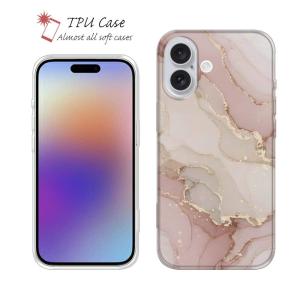 ソフトケース 花柄 スマホケース TPU くすみカラーマーブル調 ピンク＆ゴールド iPhone17 Pro Max iPhone Air iPhone16e Xperia Galaxy AQUOS Pixel