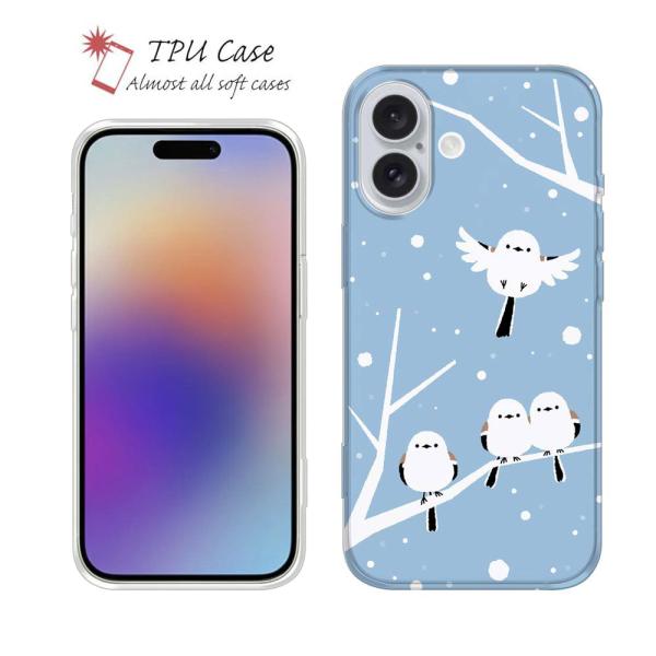 スマホケース ソフトケース TPU wakat シマエナガの集い おしゃれ 鳥 トリ iPhone17 Pro Max iPhone Air iPhone16e Xperia Galaxy AQUOS Pixel