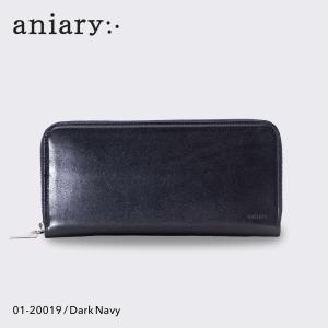 aniary ダークブルー 二つ折り財布 01-20003 aniary 正規取扱店 ポイント10倍 アニアリ アンティーク レザー