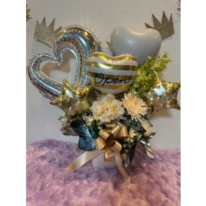 OPEN卓上アレンジ 開店祝 オープン 記念日 祝電 バルーンギフト バルーン電報 豪華 おしゃれ くすみカラー　ギフト　贈り物　開店祝い　人気カラー　