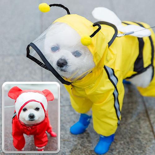 【送料無料】60%off ペット 長靴 カッパ レインウェア 帽子 防水 犬 雨 リードホール付き ...