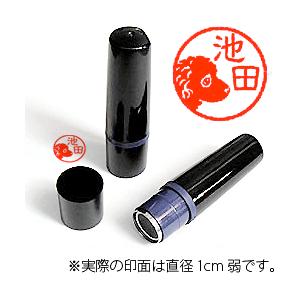 【動物認印】犬ミトメ80・黒プードル・横顔（朱色インク）