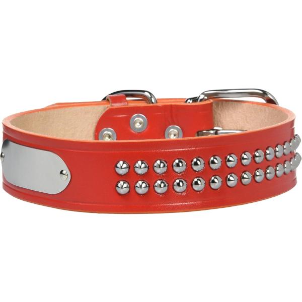 ◎岡野製作所 強力一枚革平首輪 #36 レッド 大型犬