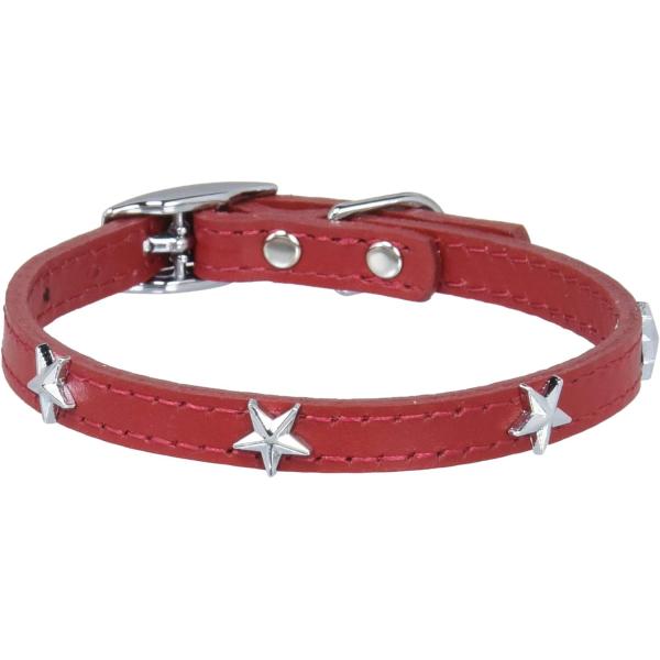 ◎岡野製作所 Ｗレザーカラー スター Ｍ レッド