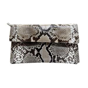 高級蛇革 パイソン本革 クラッチバッグ col.Gray/White マルチカラー 1504001