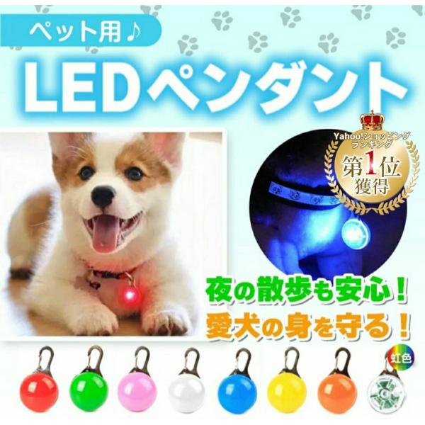 犬 散歩 ライト 首輪 LED 光る首輪 レインボー 猫 防水 小型犬 ひかる首輪 大型犬 中型犬 ...