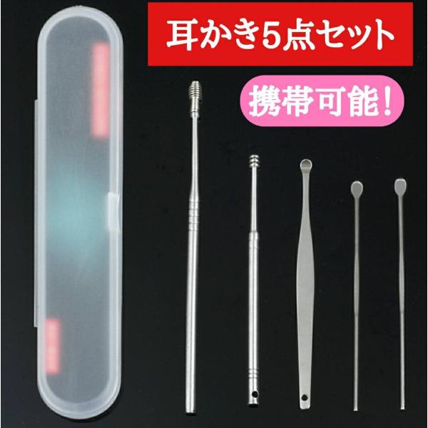 耳かき セット 携帯 耳掻き ピンセット 携帯 収納 ステンレス スパイラル