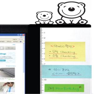 シンプルチョコ パソコン 付箋 ボード ディスプレイ メッセージボード 左右2個 アクリル 透明ボード スマホスタンド ルーラー (子犬)の商品画像