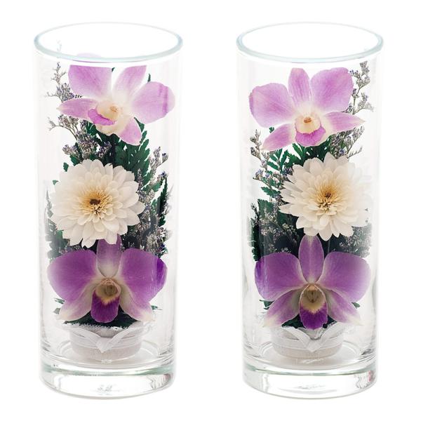 仏花 ドライフラワー ボトルフラワー グラスフラワー 仏壇用 一対 【 hanagonomi / ハ...