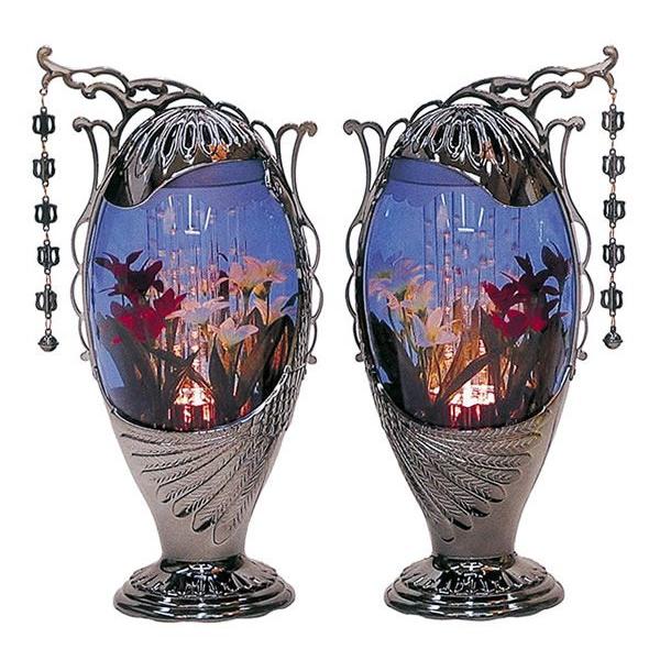 盆提灯 盆ちょうちん 霊前灯 お盆 新盆 初盆 御供 バブル灯 エスプリ ブルーブラック 一対 HI...