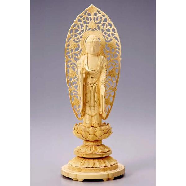 仏像 舟立弥陀 阿弥陀如来 柘植 ツゲ 丸台座 5寸 爆買