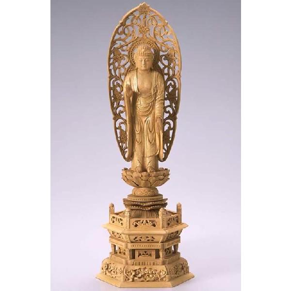 仏像 舟立弥陀 阿弥陀如来 樟 楠 クス 六角座 5寸 爆買