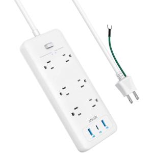 Anker PowerPort Strip PD 6（USBポート付き電源タップ 2m）PSE認証済 / USB Power Delivery対応 / ショート防止搭載 / ほこり防止シャッター アンカー｜ankerdirect