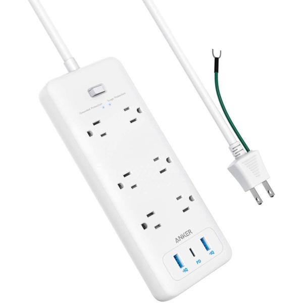 Anker PowerPort Strip PD 6（USBポート付き電源タップ 2m）PSE認証済...