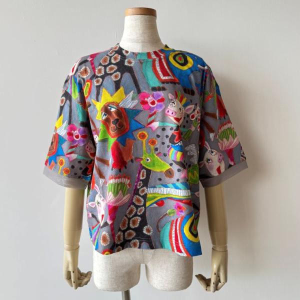 アルベロベロ(Alberobello)オレボレブラぶたさん&amp;アニマルプリント 5分袖カットソー（グレ...