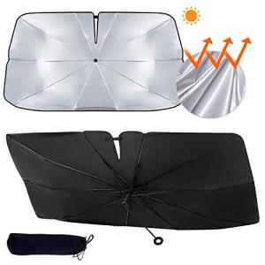 車用サンシェード 傘型 フロントガラス サンシェード 折畳み式 2023改良 中棒なし 多車種対応 日焼け止め カー用パラソル 夏場UV防止 コ