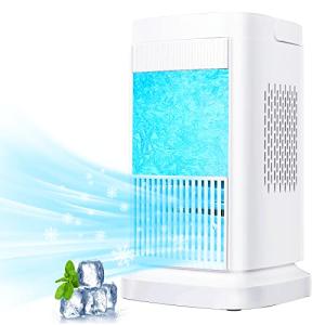 Panovol 冷風機『2023最新登場』強力 人気 半導体製冷 水・氷なし冷風扇 小型 冷風扇風機 風量4段階調整 ライト付き 省エネ ミニ