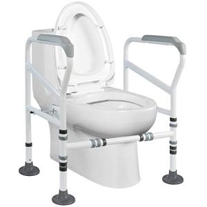 BQKOZFIN トイレ用手すり 介護用品 立ち上がり補助 トイレ用アーム 補助手すり 吸盤付き 滑り止め 転倒防止 幅&amp;高さ調整可能 折り畳み