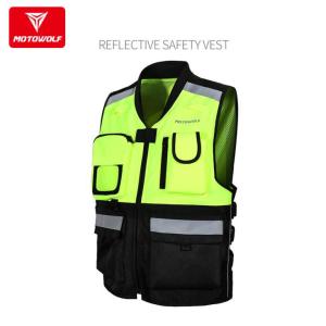 MOTOWOLF バイクベスト 高輝度リフレクター 安全 メッシュ