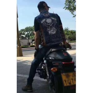 バイクデニムベスト 刺繍ベストレザーライダースジャケット ライダース べすと バイクウェア 走行ファッション メンズ Sand 724 安藤商事 通販 Yahoo ショッピング