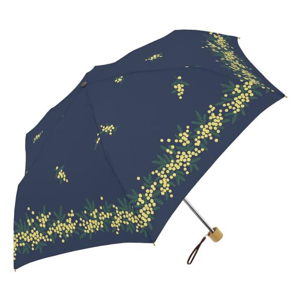折りたたみ傘 50cm楽ミニ ミモザの花 mini MKN 黒コーティング 晴雨兼用 遮光 遮熱