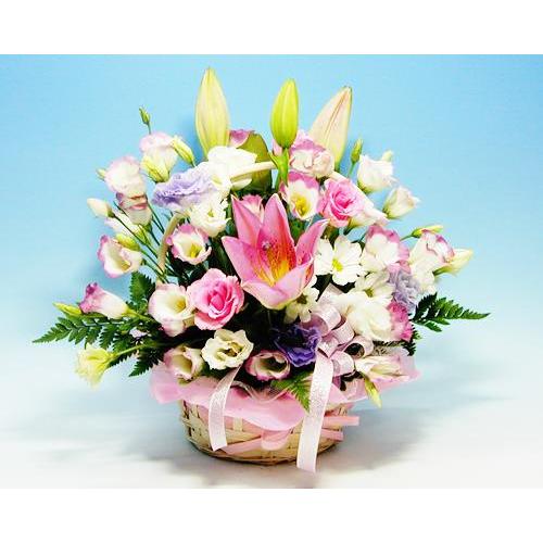 バラ ギフト ばら 誕生日の花 バラ ピンク ほのぼの アレンジ ユリ トルコ桔梗 バースデー ギフ...