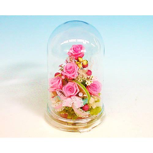 プリザーブドフラワー ドームL　ピンクローズカクテル　バラ ばら 薔薇　誕生日 ギフト プレゼント ...