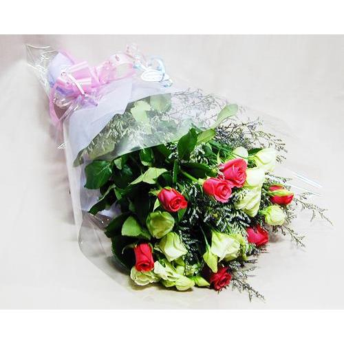 ピンクのバラと トルコ桔梗 の 花束 バラ　ブーケ誕生日の花 翌日配達 ギフト プレゼント お祝い ...