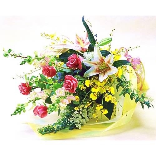 成人の日 バラとユリの華やかな花束 爆買