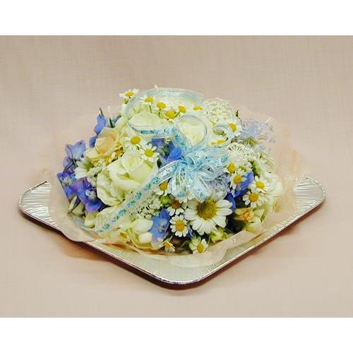 フラワーケーキ ホワイトブルー　キャンドルセット ギフト プレゼント お祝い 贈り物 バレンタイン ...