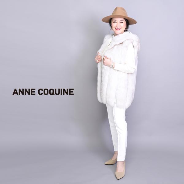 公式）Anne Coquine アンコキーヌ　FOXファーフードベスト（7099）