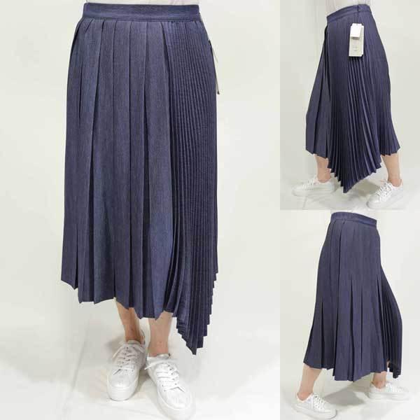 春夏最終処分【マリアプラス/年間物/102073/70%OFF】ポリエステルデニム調廻りヒダ左脇アコ...