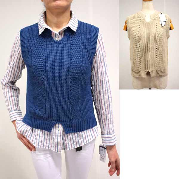 春夏最終処分【シビリゼ/イグルス/13202/80%OFF】綿100％変形畦編みニットキーネックプル...