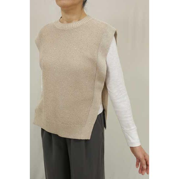 春夏SALE【マリアプラス/146003/50%OFF】絹ナイロン和紙スパンコールヤーン丸首サイドオ...