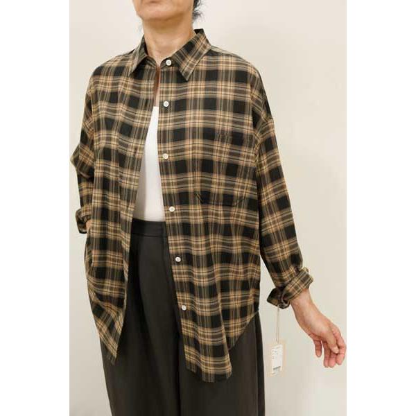 秋冬値下げ【ローブ/カフネ/年間物/535926/30%OFF】綿ワッシャーボイルチェックリラックス...