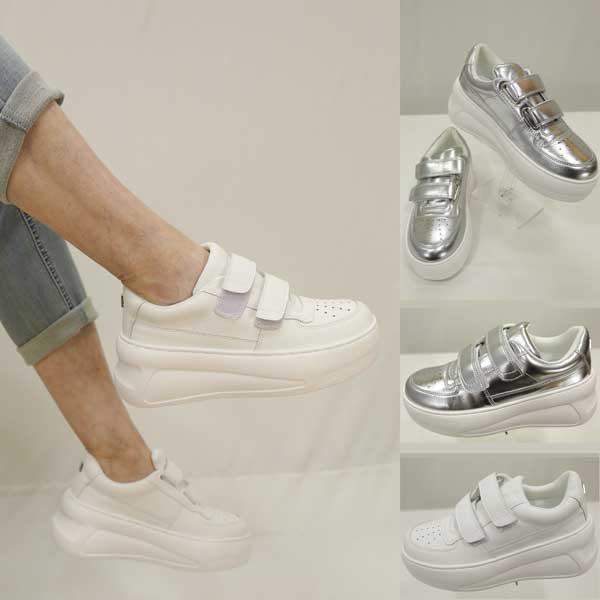 年間物【ローブ/パシオーネ/546921】合皮パンチングアッパー２ベルクロストラップ厚底6cmスニー...