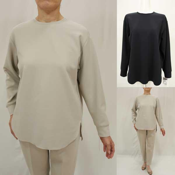 秋冬値下げ【ローブ/パシオーネ/546965/30%OFF】ポリストレッチツイル裏起毛丸首リラックス...