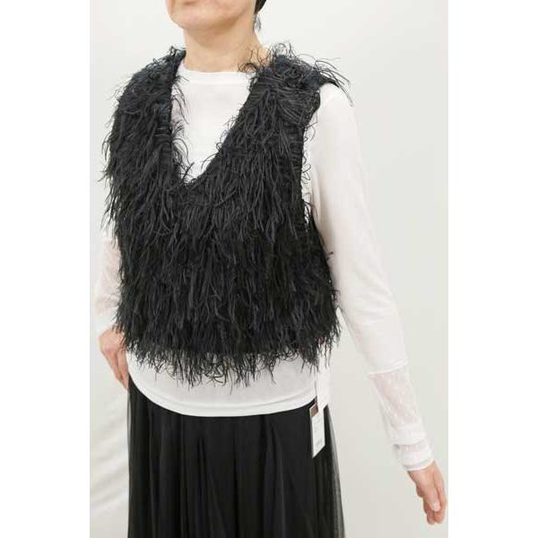 春夏物【ローブ/パシオーネ/年間物/616925】ポリエステルフリンジモールＶネックショート丈＋サイ...