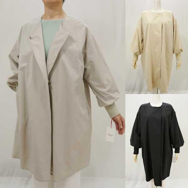 春夏物【ディニテコリエ/年間物/80267002】ポリタイプライター上部ダブルスナップ釦丸首折返し衿...