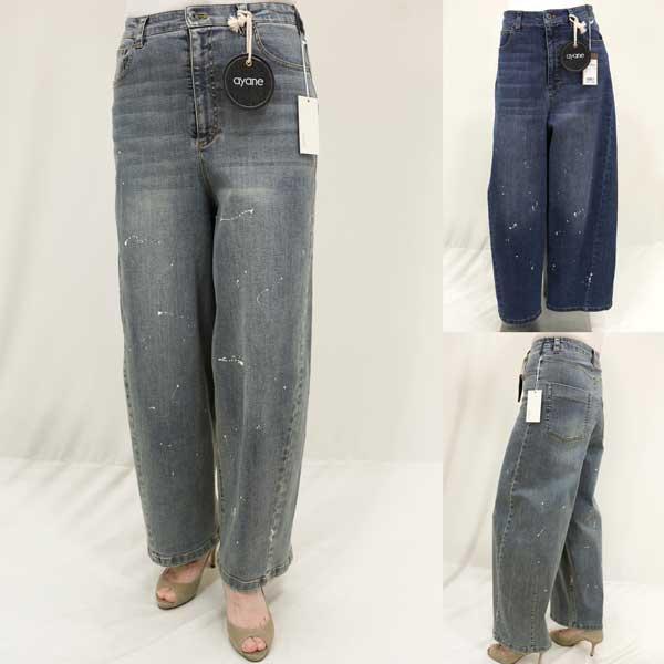 秋冬物/再入荷【アヤン/年間物/875815】綿ストレッチデニムハイウエスト３Ｄカーブ脇線＋後脇裾ダ...